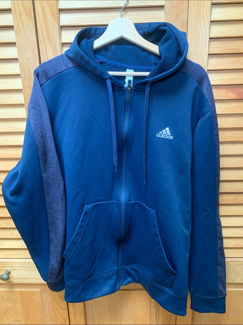 Adidas Men’s Climawarm Navy and Heathered Blue Full-Zip Hoodie